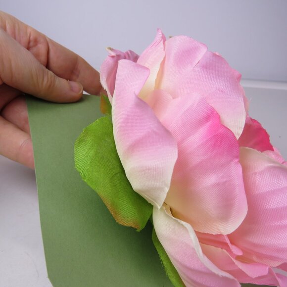 Pink Peony Faux Floral Corsage with Alligator Clip 5x5 1/2 Spring Hat Attachment - Picture 2 of 6